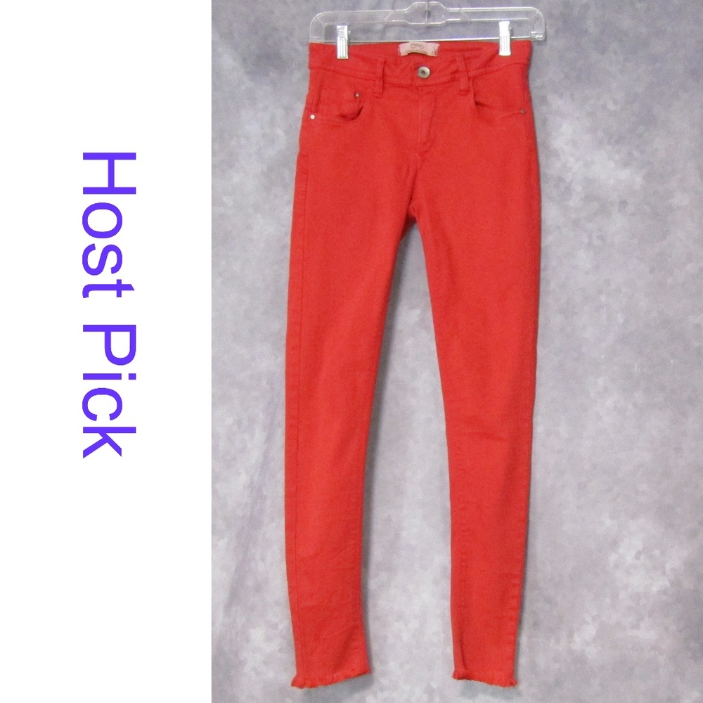 🌷HP🌷 Gato Red Skinny Stretch Jeans Frayed Hem 25